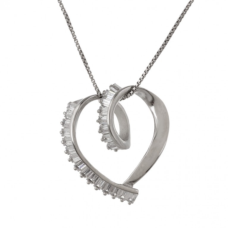 Clear Love Knot Heart Pendant