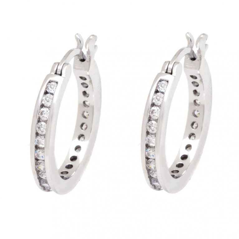 Silver Sparkling Hoops