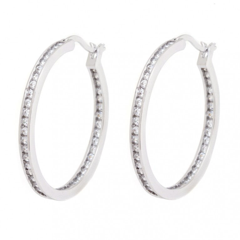 Glamourous Silver Hoops