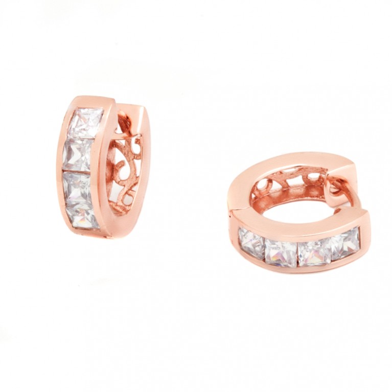 Rose Gold Huggies with carving