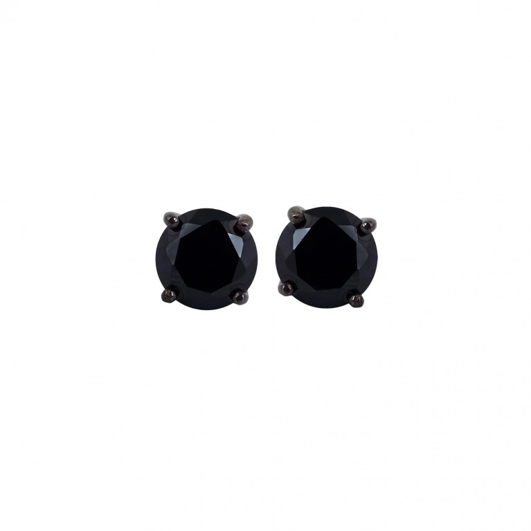 Black on Black 4 Prong ScrewBack Stud Earrings