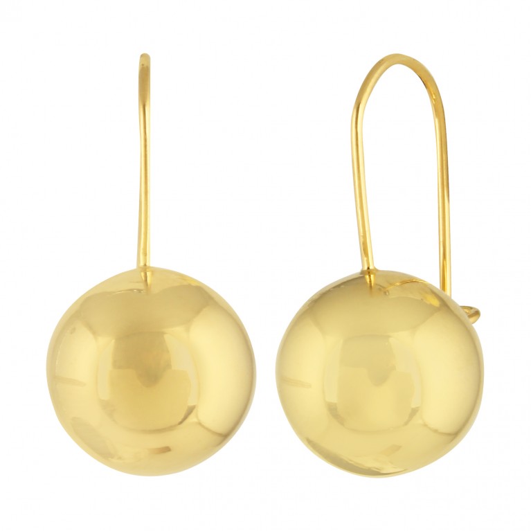 18K Ball Dangle Earrings 14.5mm
