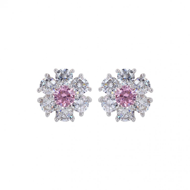 Pink Tourmaline Flower Earrings