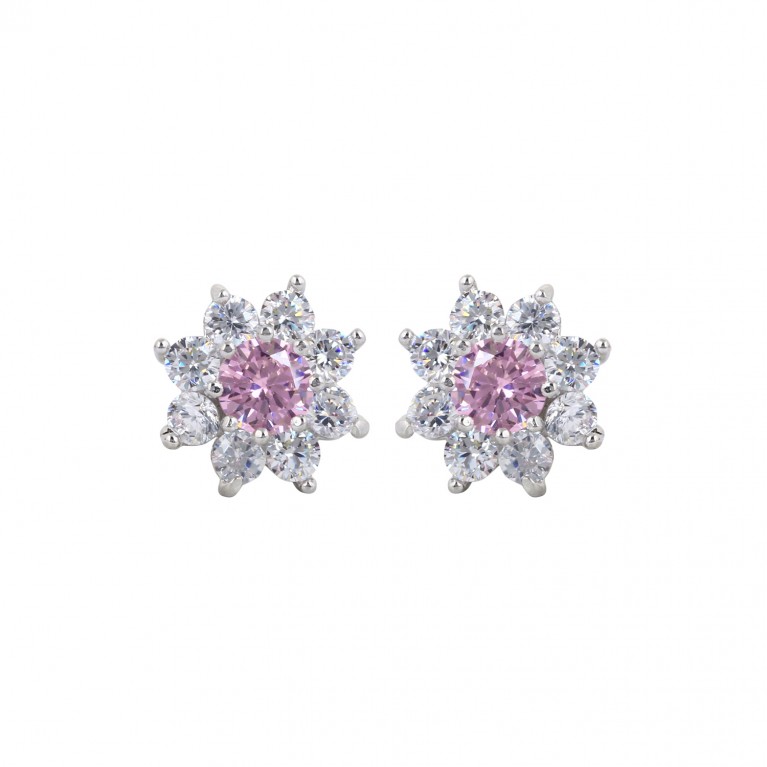 Pink Tourmaline Star Stud Earrings