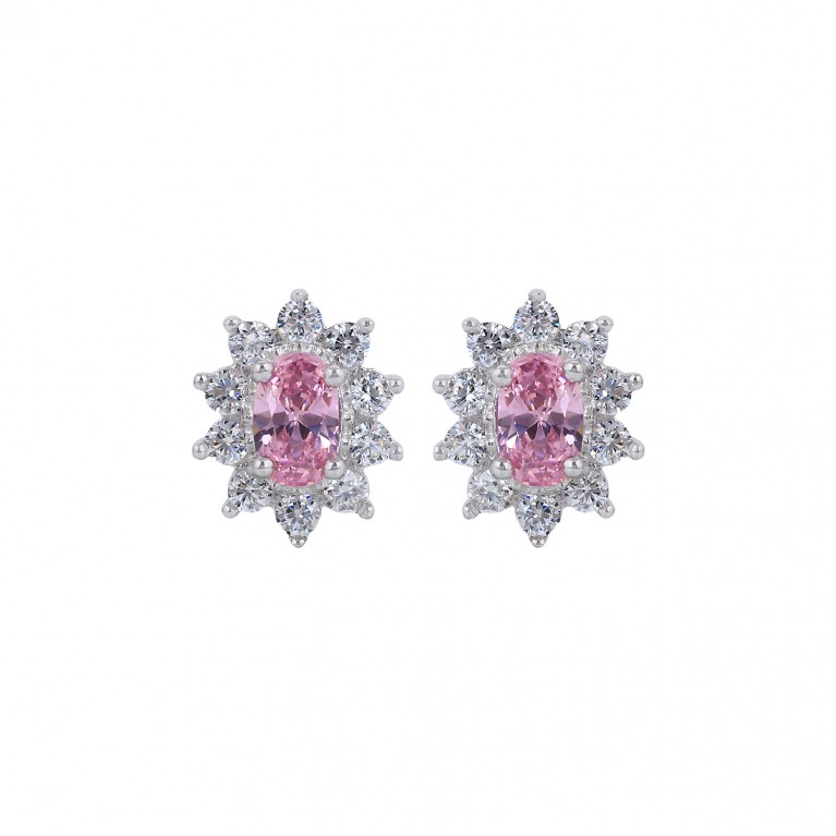 Pink Tourmaline Oval Stud Earrings