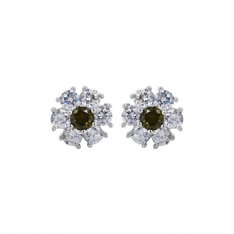 Olive Green Flower Earrings