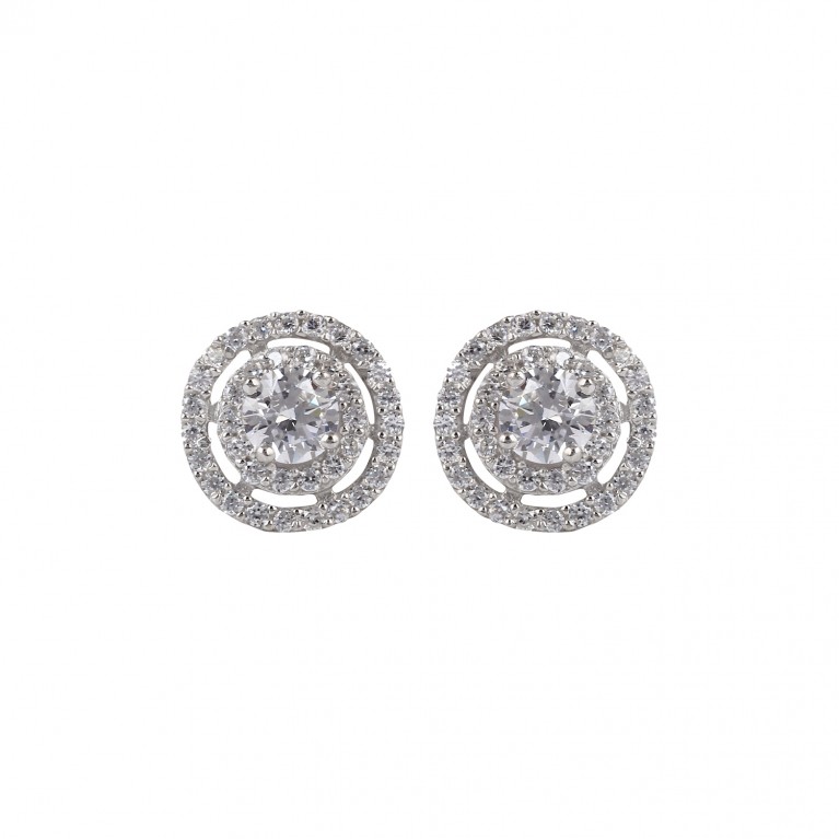 Solitaire Halo Stud Earrings