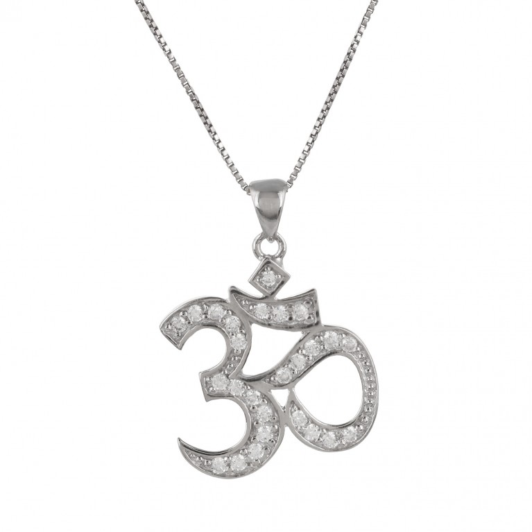 Large Silver Ohm Om Pendant Necklace
