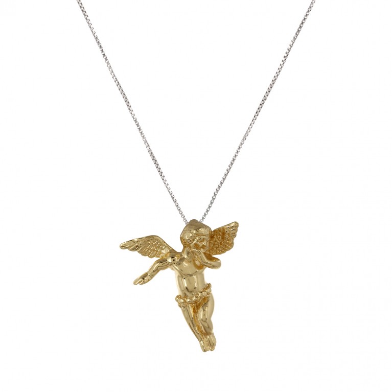Yellow Gold Sacred Angel Pendant Necklace