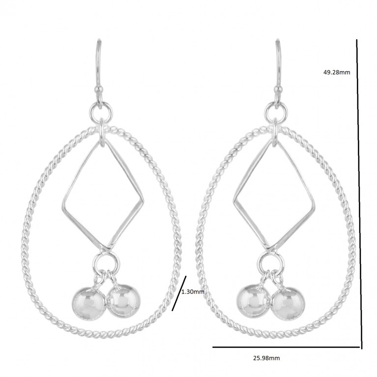 Silver long Hanging Cherries Earrings