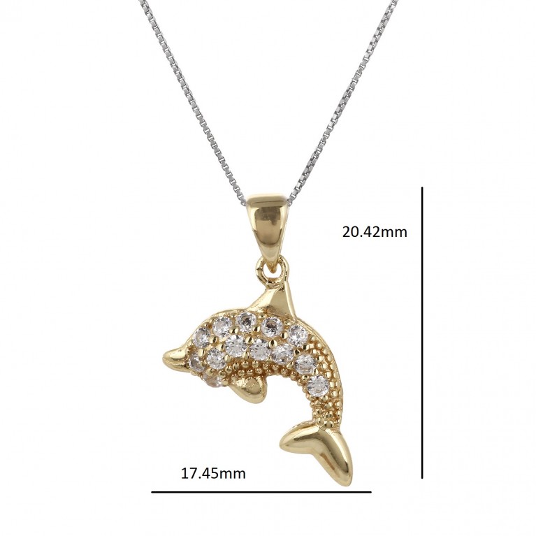 Yellow Gold Playful Dolphin Pendant