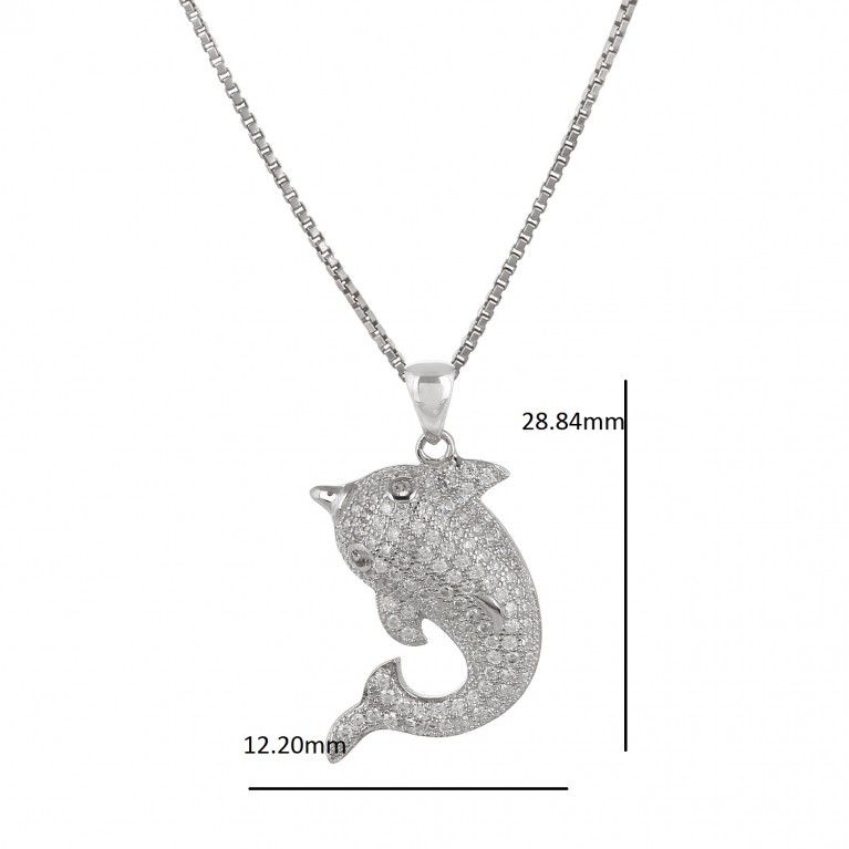 Iced Out Fliping Dolphin Pendant Necklace