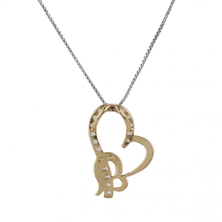 Yellow Gold Our Hearts Beat as One Pendant Necklace