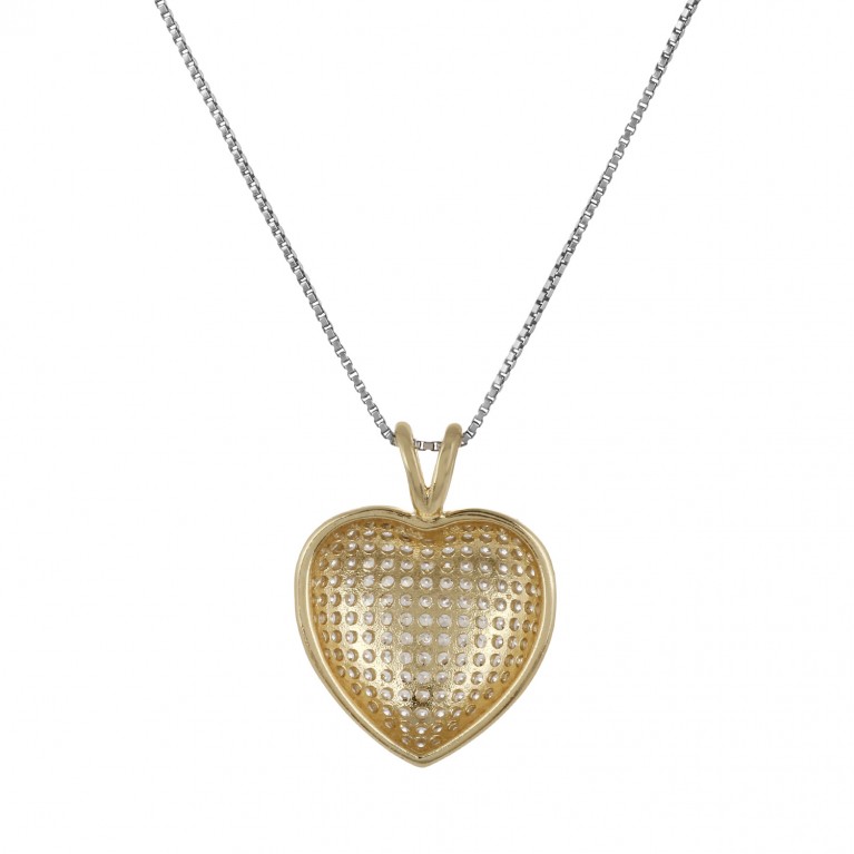 Yellow Gold Puffed Heart Pendant Necklace