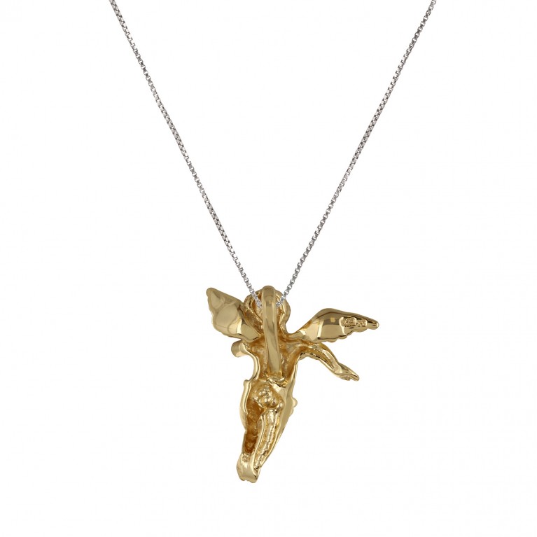 Yellow Gold Sacred Angel Pendant Necklace