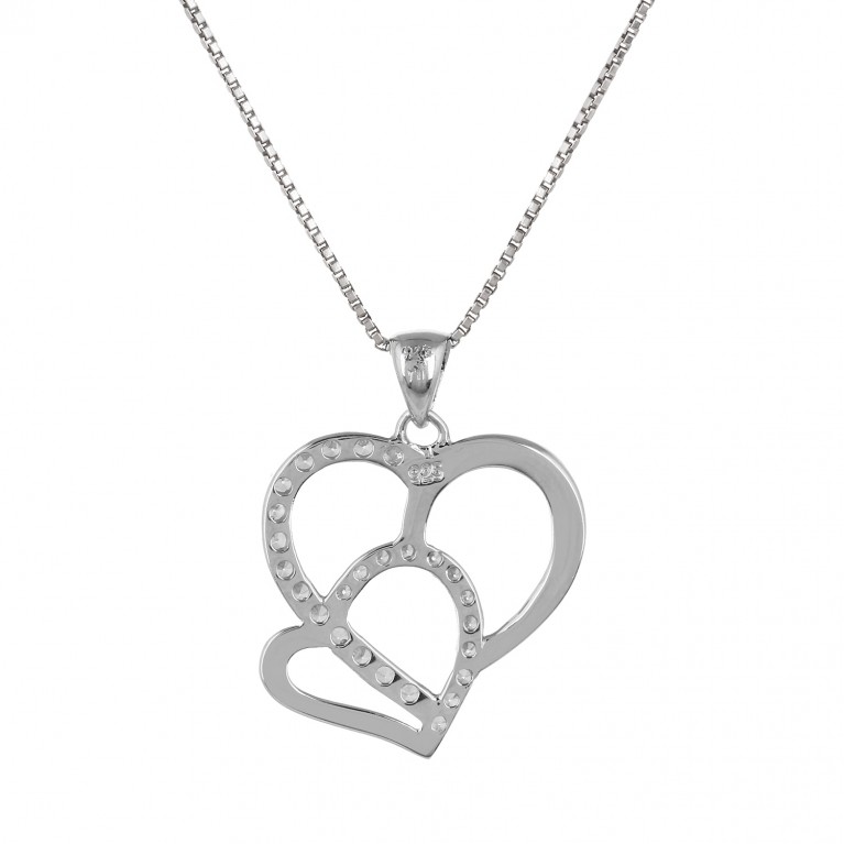 Two Hearts Live as One Forever Pendant Necklace