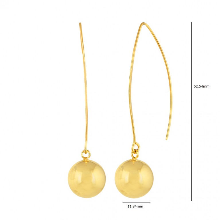 Gold Plated Hanging Ball Earrings