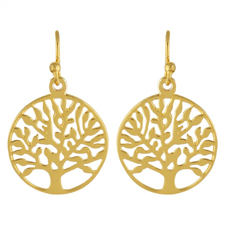 Golden Family Tree Dangle Earrings