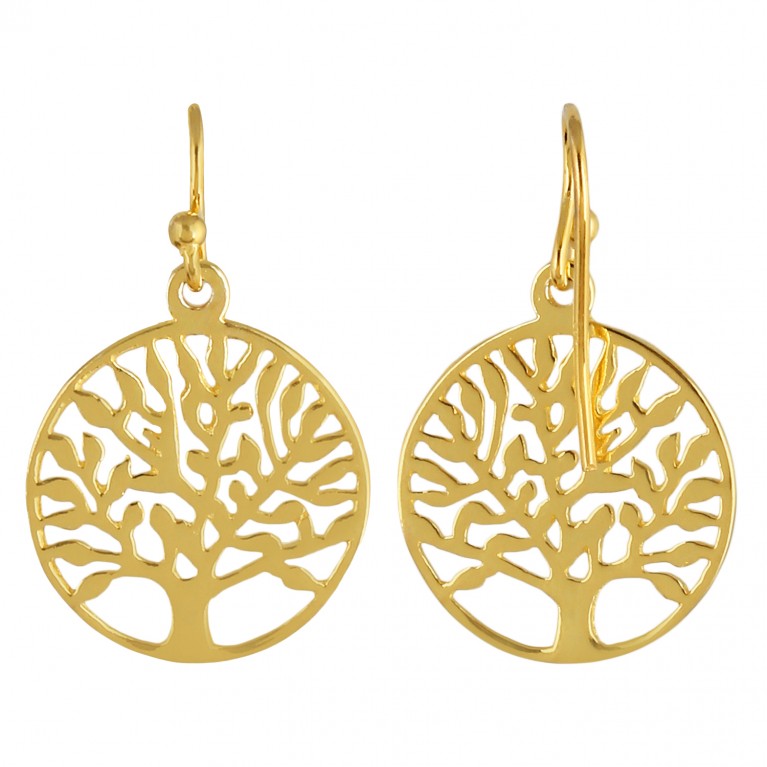 Golden Family Tree Dangle Earrings
