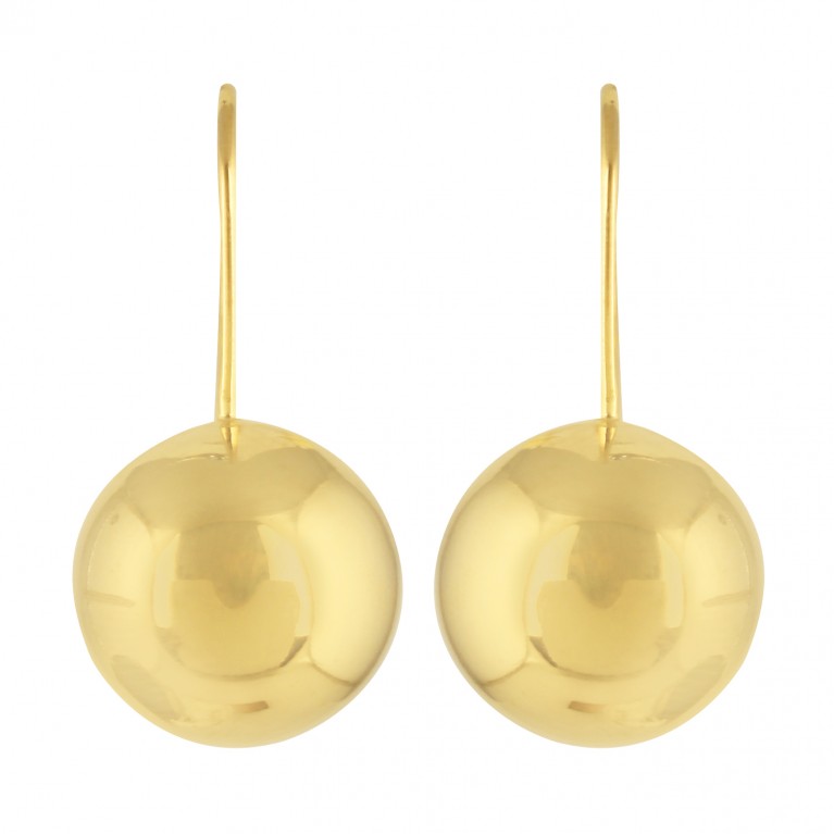 18K Ball Dangle Earrings 14.5mm