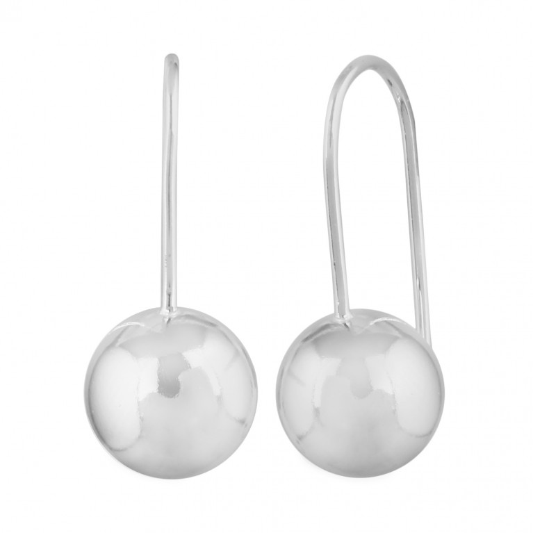 10mm Silver Ball Dangle Earrings