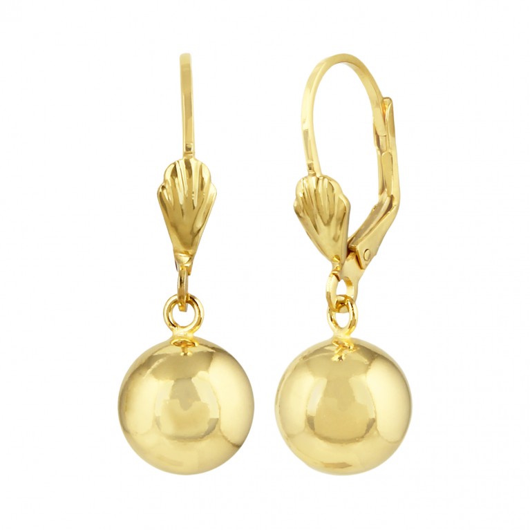 18K Gold Lever Back Ball Earrings